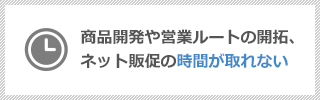 商品開発や営業ルートの開拓、ネット販促の時間が取れない